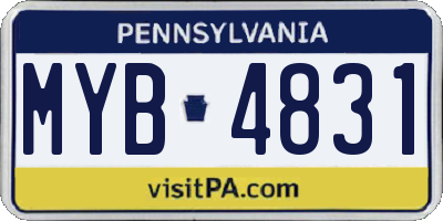 PA license plate MYB4831