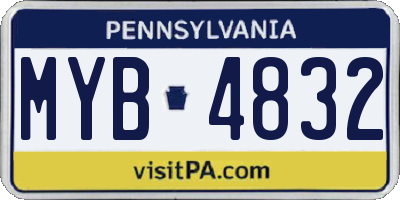 PA license plate MYB4832