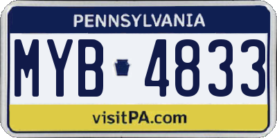 PA license plate MYB4833