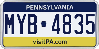 PA license plate MYB4835