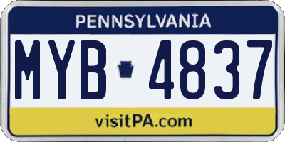PA license plate MYB4837