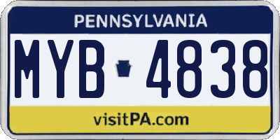 PA license plate MYB4838