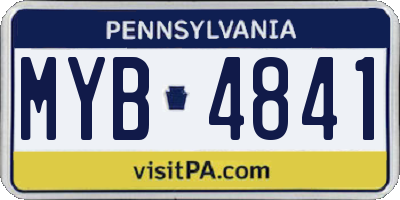 PA license plate MYB4841