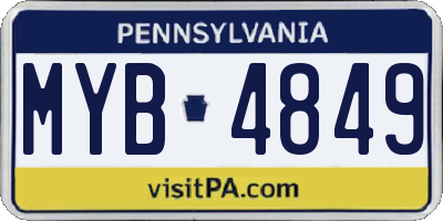 PA license plate MYB4849