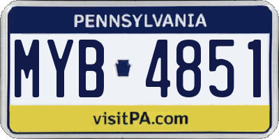 PA license plate MYB4851