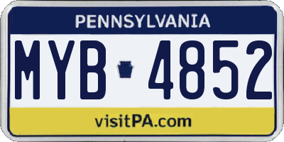 PA license plate MYB4852