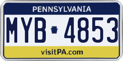 PA license plate MYB4853