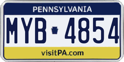 PA license plate MYB4854