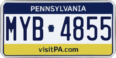 PA license plate MYB4855