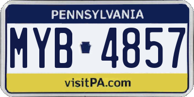 PA license plate MYB4857