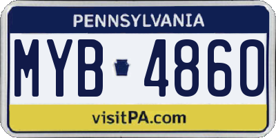 PA license plate MYB4860
