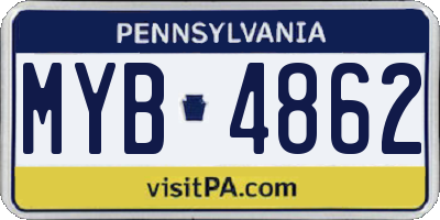 PA license plate MYB4862