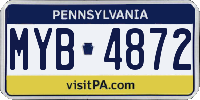 PA license plate MYB4872