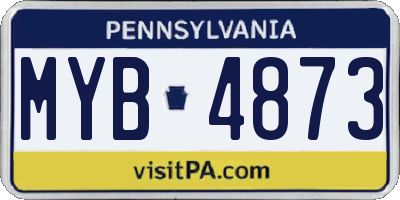 PA license plate MYB4873