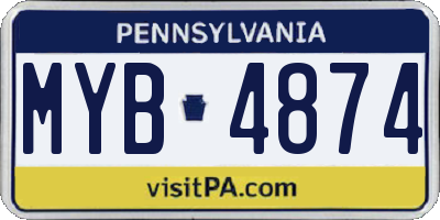 PA license plate MYB4874
