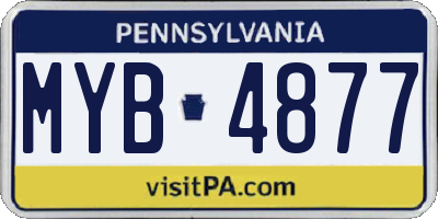 PA license plate MYB4877