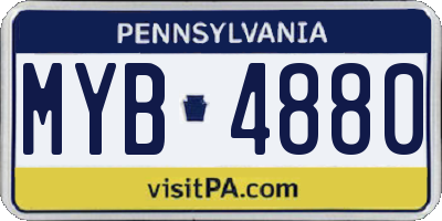 PA license plate MYB4880