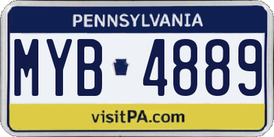 PA license plate MYB4889