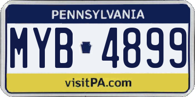PA license plate MYB4899