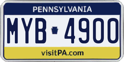 PA license plate MYB4900
