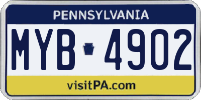 PA license plate MYB4902