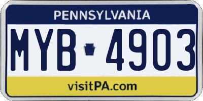 PA license plate MYB4903