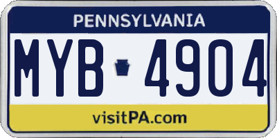 PA license plate MYB4904