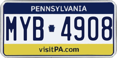 PA license plate MYB4908