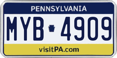 PA license plate MYB4909