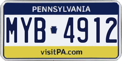 PA license plate MYB4912