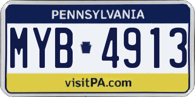 PA license plate MYB4913