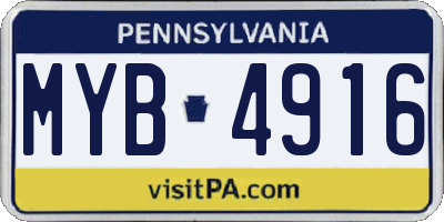 PA license plate MYB4916