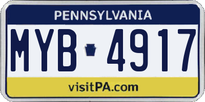 PA license plate MYB4917