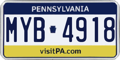 PA license plate MYB4918