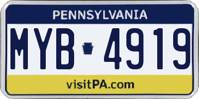PA license plate MYB4919