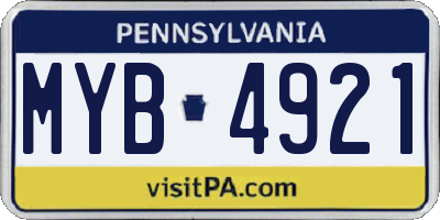 PA license plate MYB4921