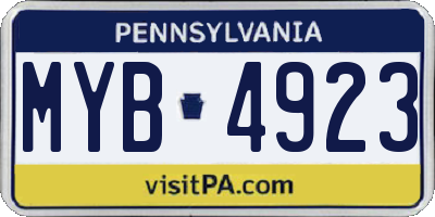 PA license plate MYB4923