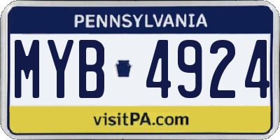 PA license plate MYB4924