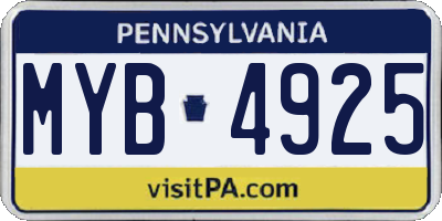 PA license plate MYB4925