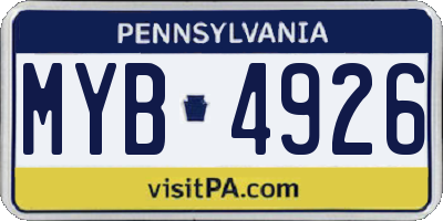 PA license plate MYB4926