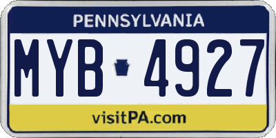 PA license plate MYB4927