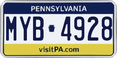 PA license plate MYB4928