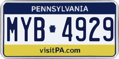 PA license plate MYB4929