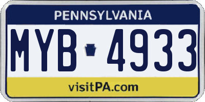 PA license plate MYB4933