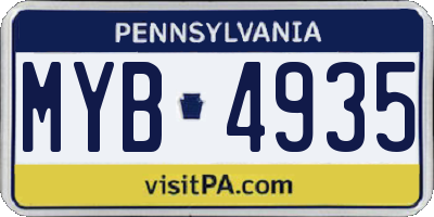 PA license plate MYB4935