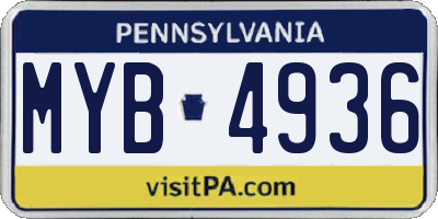 PA license plate MYB4936