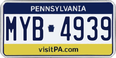 PA license plate MYB4939