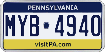 PA license plate MYB4940