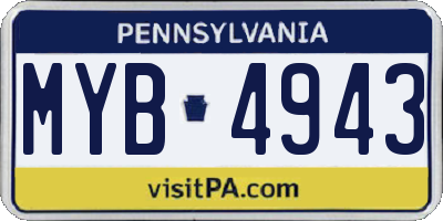 PA license plate MYB4943