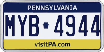 PA license plate MYB4944